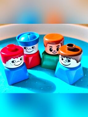 Lot Of 4 Figures ,"Little- People" Stackable. Good Condition. Vintage.